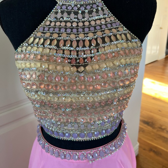 2 PIECE DESIGNER PROM DRESS GORGEOUS BEADED TOP & LONG SKIRT W/TRAIN SZ-4 💗🎀💎 - Picture 3 of 9